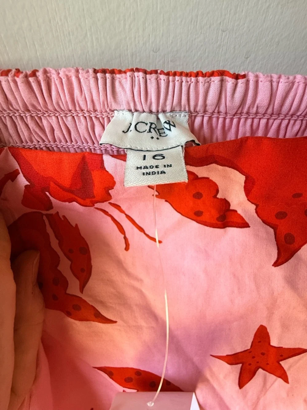 J.Crew Pink Lobster Print Tiered Midi Dress - Picture 3 of 3